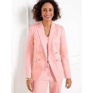 NWT Talbots Pink Textured Double Breasted Blazer Womens Size 8P
